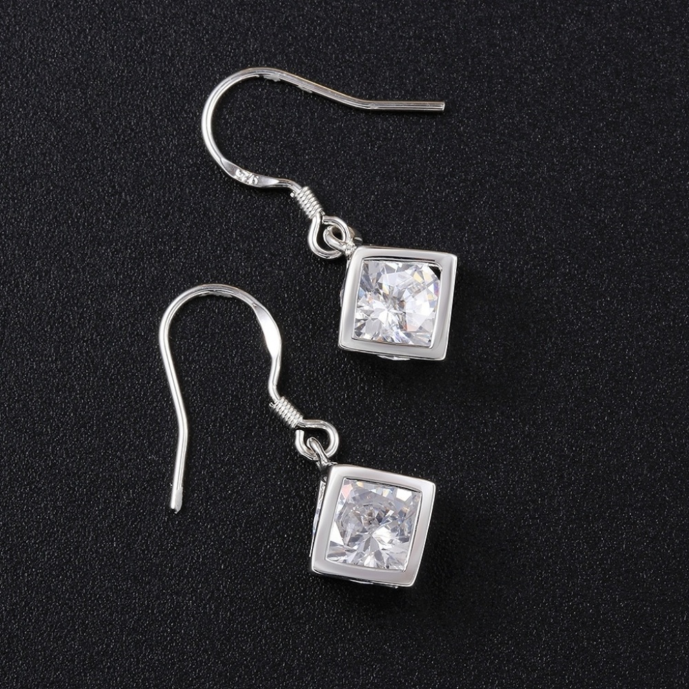 Square Drop Earrings. - Picture 3 of 6
